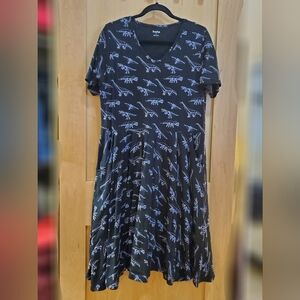 Svaha Dinosaur Constellation L Black Twirl Dress